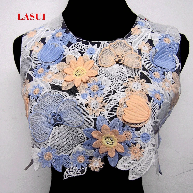 LASUI 42 cm* 34 cm=1 pcs Beautiful Multicolor  3D water-soluble lace embroidery Lace collar For Sewing Supplies Crafts 0152