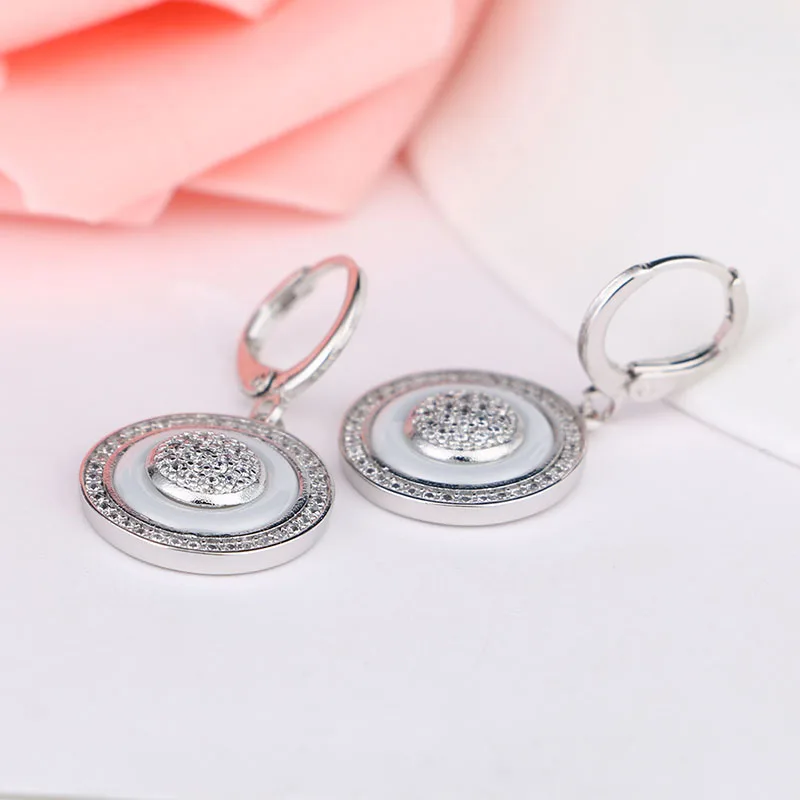 White Blue Pink Hoop Earrings for Women 2019 New Circle Geometric Ceramic Round Earring Elegant Jewelry Wedding Jewelry Gifts