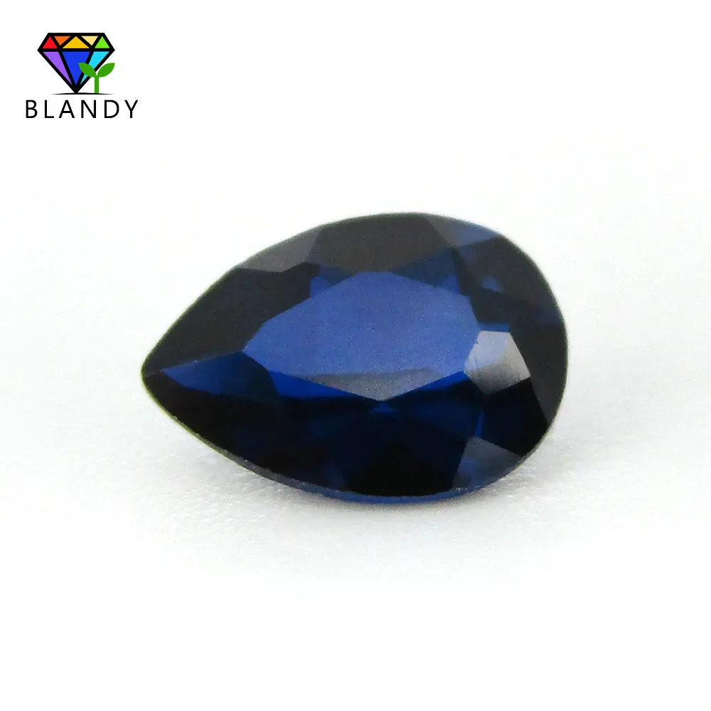 Good Quality 3x5mm~13x18mm Pear Shape Brilliant Cut #114 Blue Stone Synthetic Gems for Jewelry Free Shipping