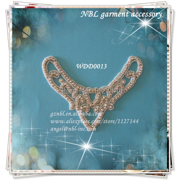

rhinestone neckline collar applique trim for dress iron on or sew on WDD0013