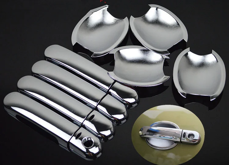 For Nissan Versa / Tiida / Latio 2007 2008 2009 2010 2011 2012 Chrome Car Door Handle Cover + Cup Bowl With Smart Entry Buttons