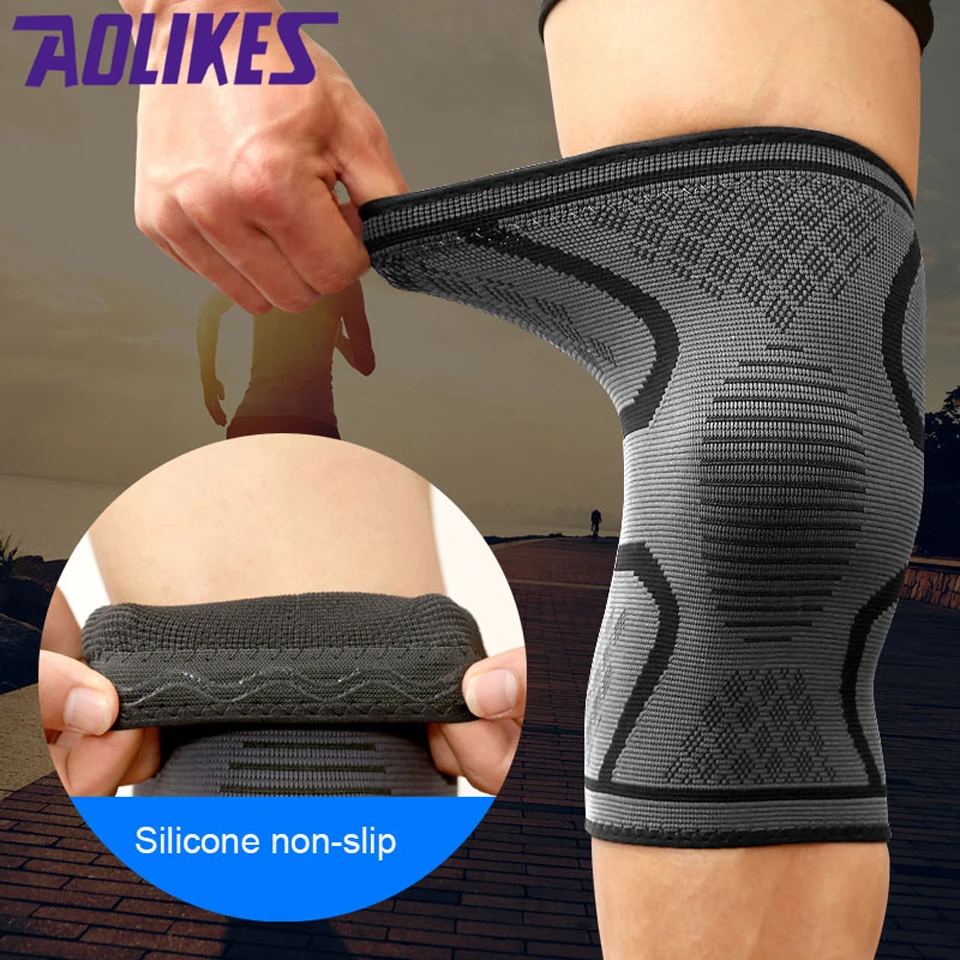 AOLIKES 1Pc Knee Support Knee Pad Brace Kneepad Gym Weight lifting Knee Wraps Bandage Straps Guard Compression Knee Sleeve Brace