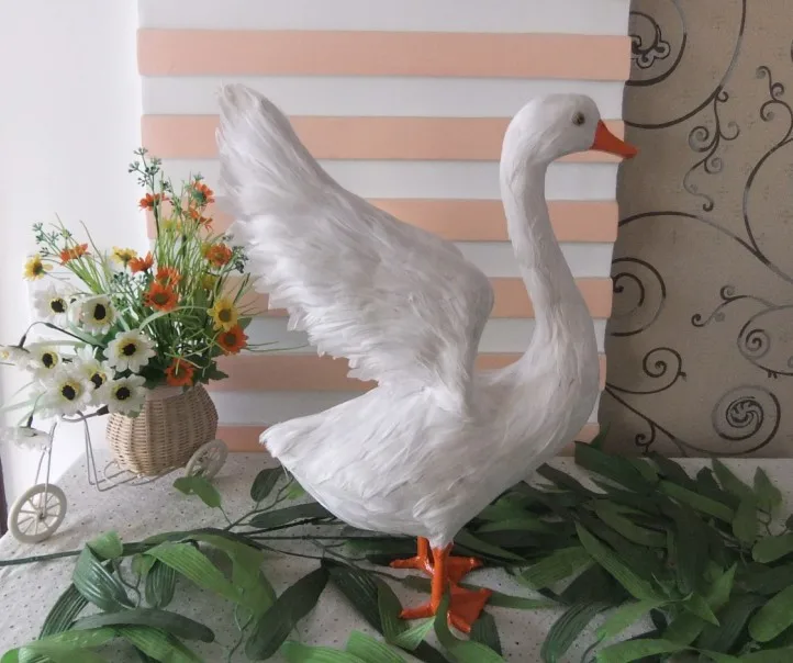 big creative simulation wings swan toy lifelike white goose doll gift about 38x13.5x31cm