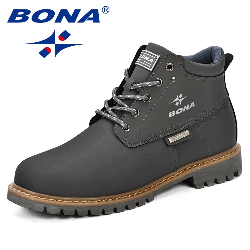 BONA Spring & Autumn Men Boots Split Leather Men Casual Fahsion Ankle Boots Outdoor Comfortable Men Leather Boots For Men Shoes