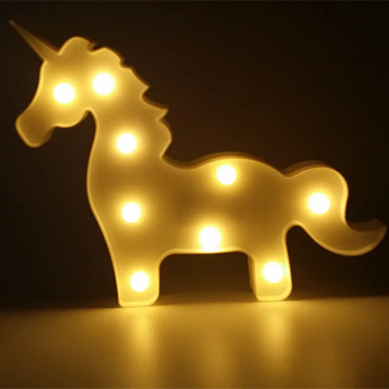 Novelty LED Night Light Luminaria Unicorn 3D Lamp Marquee Letter Light For Christmas Tree Home Decoration Pineapple Table Lamp