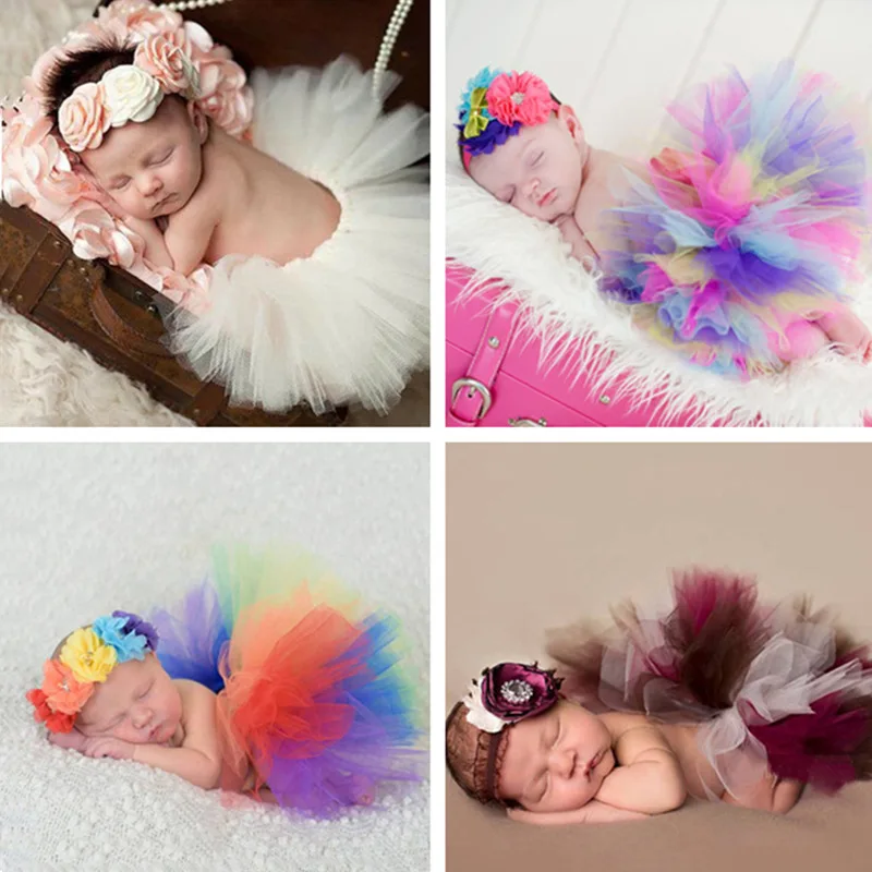 

Newborn Photography Props Tutu Tulle Skirt+Headband Set Baby Photo Prop Skirts Photography Babies Accessories Fotografia Costume