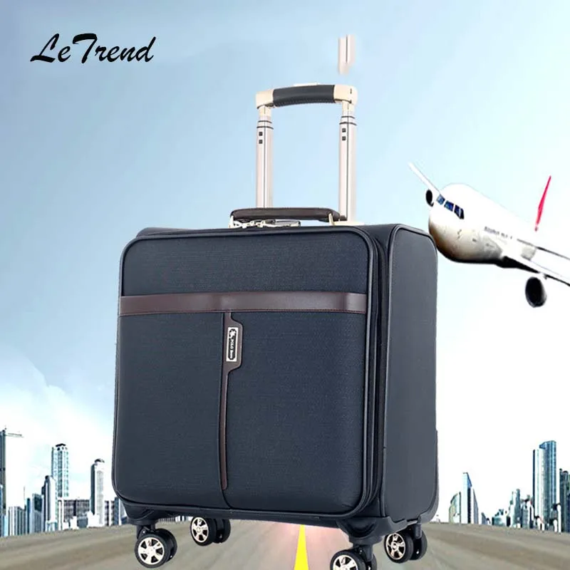 Letrend Business Rolling Luggage Spinner 18 inch PU Carry Ons Trolley high-grade Travel Bag Men password Suitcases Wheels