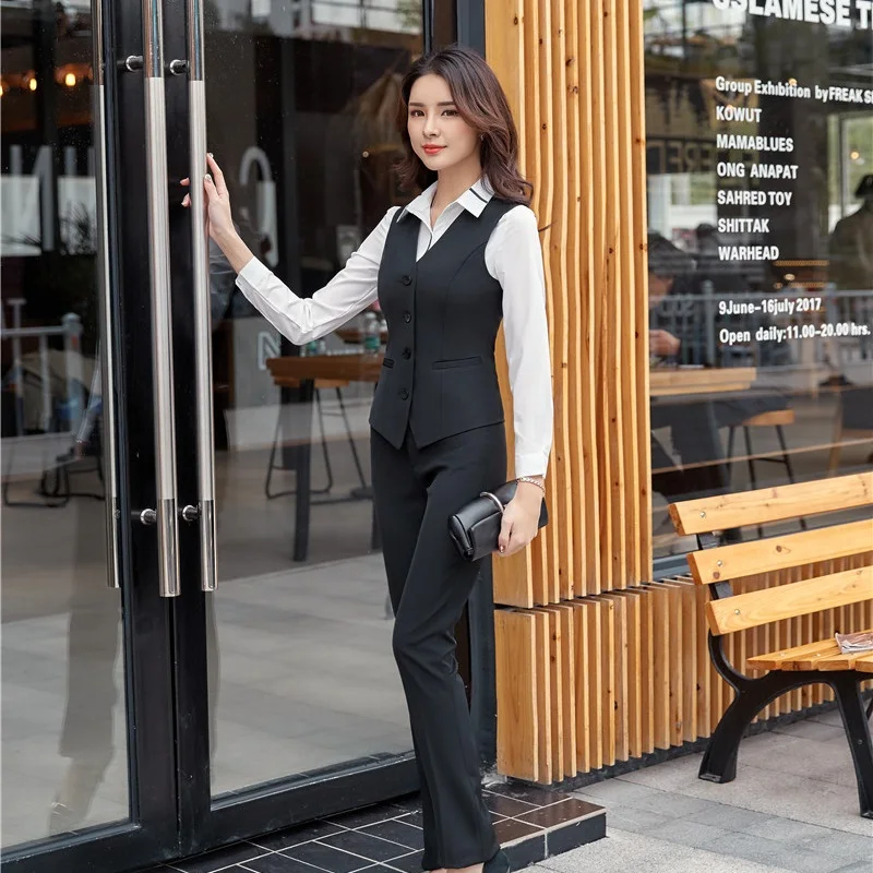 Formal Women Business Suits Uniform Designs 2 Piece Set with Tops and Pants Business Work Wear Pants Suits Trousers Sets