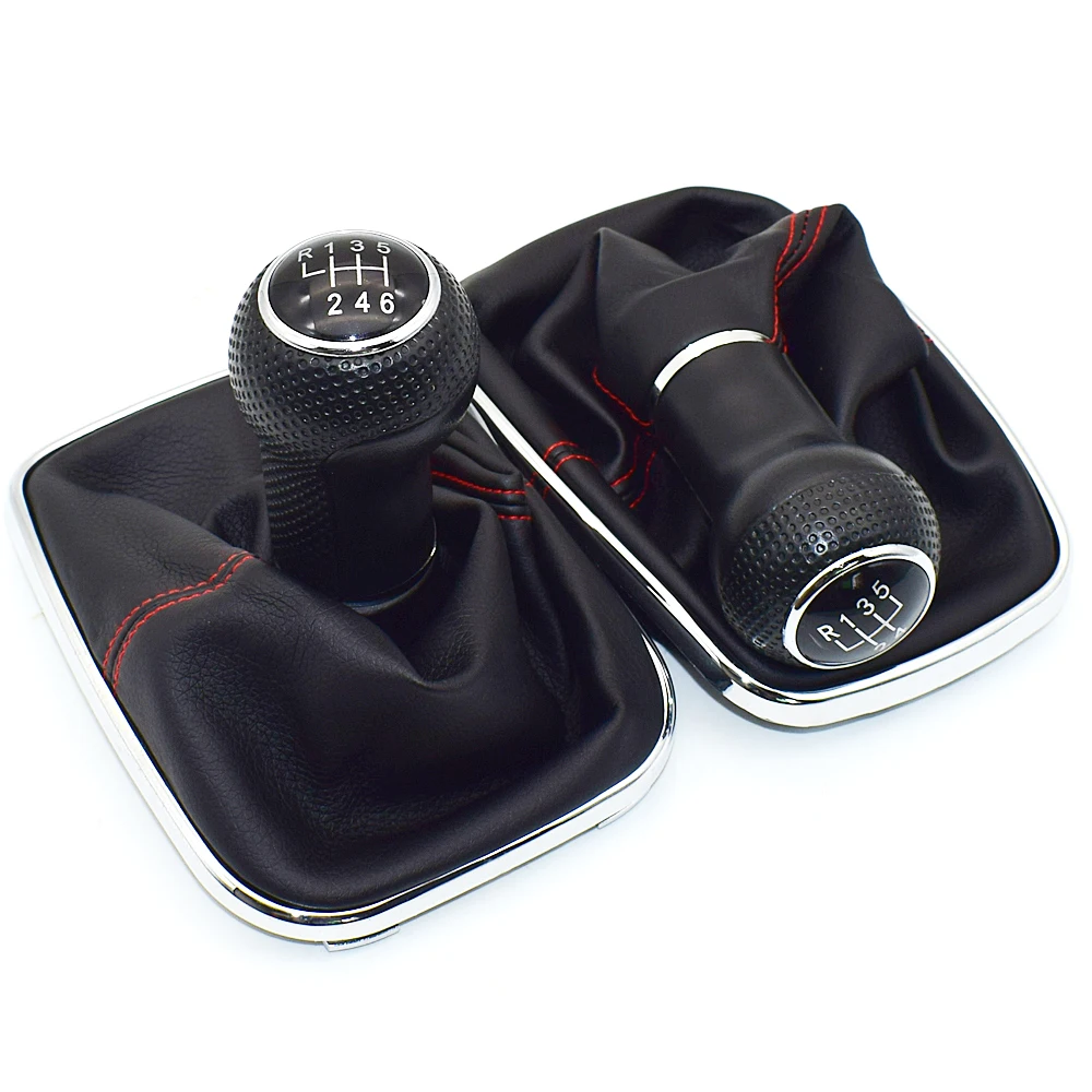 23mm 5 / 6 Speed Shifter Manual Gear Shift Knob Gaitor Boot for Volkswagen VW MK4 Golf 4 IV GTI R32 Jetta Bora Red Stitch