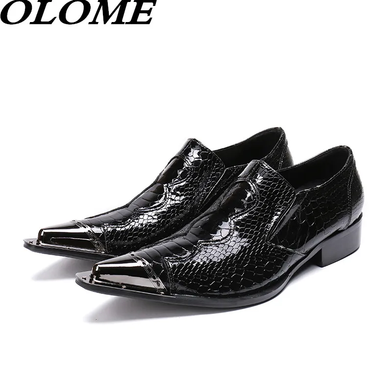 

chaussure homme mens patent leather black shoes dress steel pointy toe snakeskin business office oxford shoes for men male