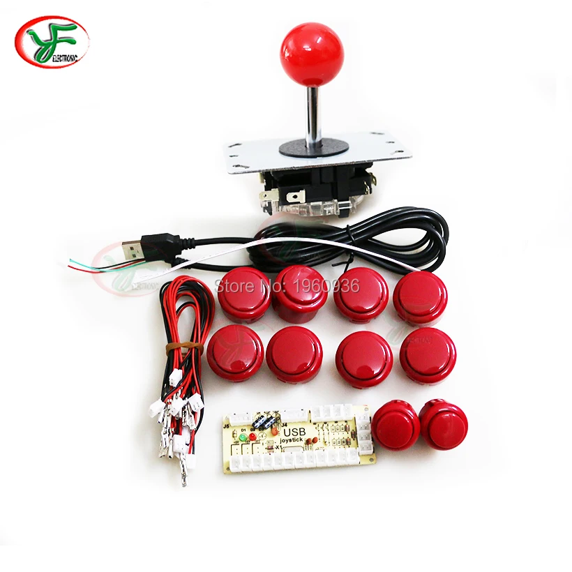 Zero Delay Arcade Game USB Encoder PC DIY Kit with 8 Way Joystick Push Button