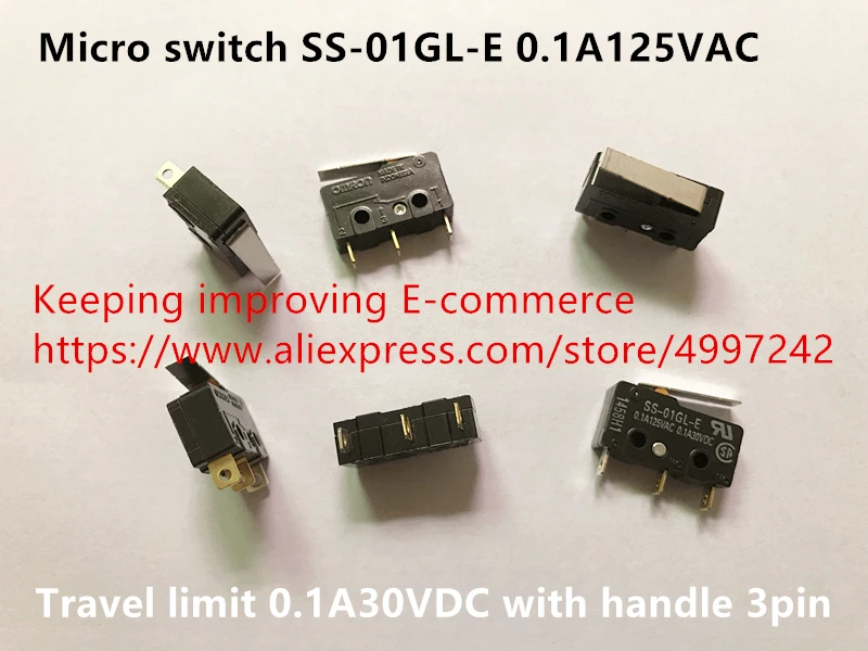 Original new 100% micro switch SS-01GL-E travel limit 0.1A with handle 3pin