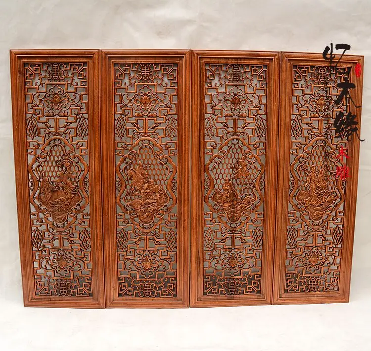 

Classical Chinese style living room wall carving Pendant camphor wood carving The Eight Immortals Crossing the Sea four screen b