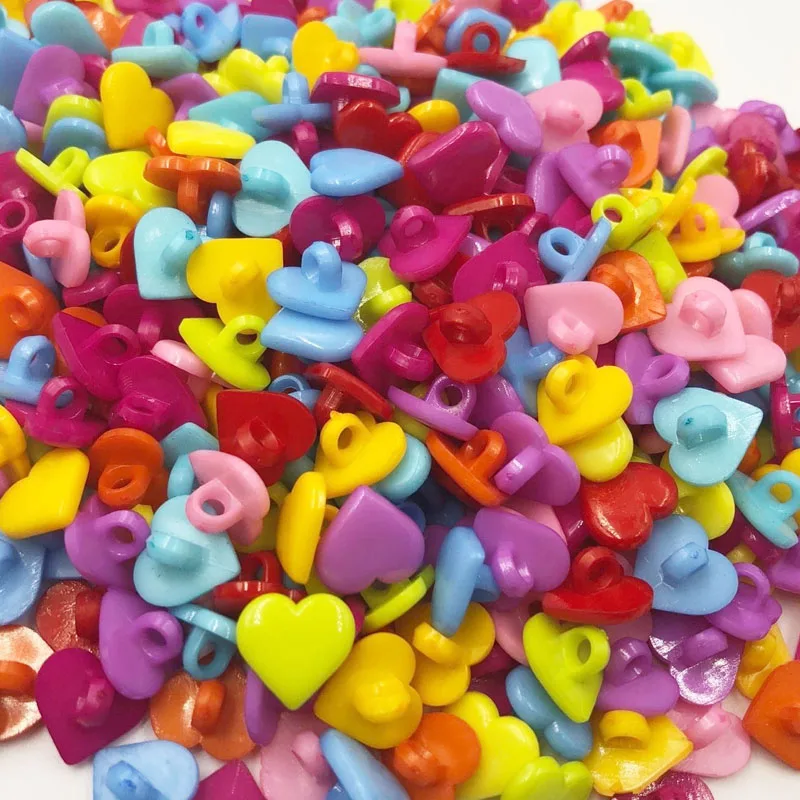 100pcs 15mmx14mm wholesale candy color heart buttons DIY kid's apparel sewing accessories PT165