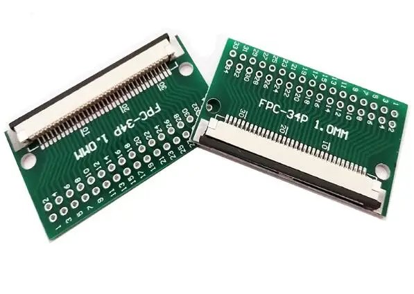 

10pc FFC FPC 34PIN transfer board with 1MM connector Soldered FFC to DIP 2.54 TFT LCD panel 1mm 0.5mm pitch pcb double sided