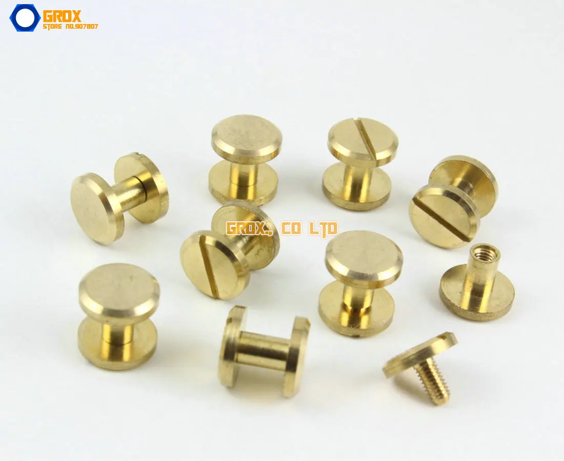 

30 Pieces 10*6mm Leather Craft Belt Wallet Solid Brass Nail Rivet Chicago Screw Flat Head