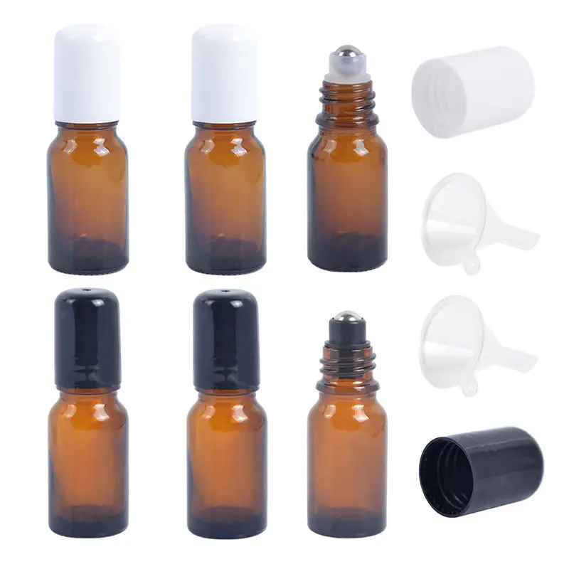 300pcs/lot 30ml AMBER Brown Thick Glass Roll On Essential Oil Bottles Metal Roller Ball Perfume Bottles Packaging Containers