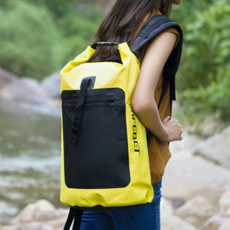 Tas Tahan Air Heavy Duty Roll-Top Penutupan untuk Pantai Arung Jeram Berperahu Memancing dan Outdoor Menjalankan Ransel 45L