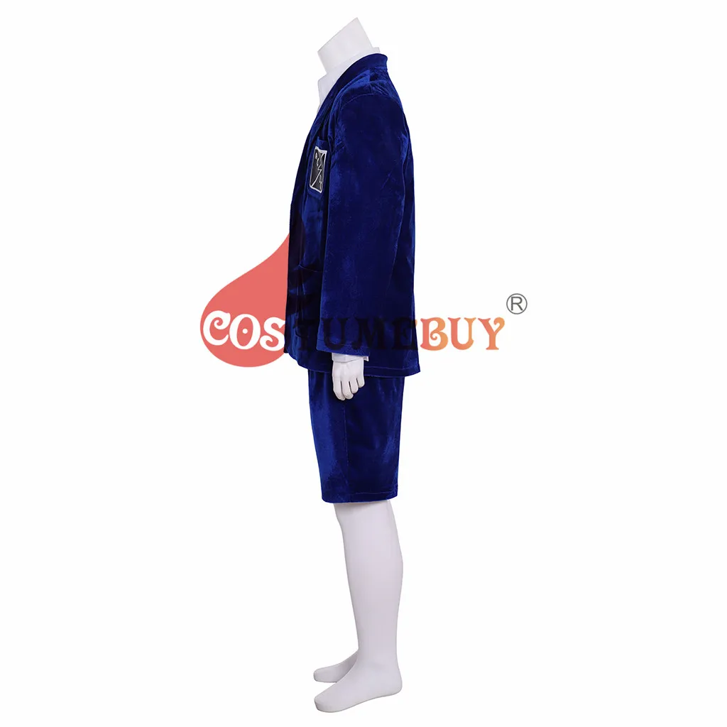 Costumebuy Band AC/DC Angus Young Cosplay Costume Adult Men Blue Jacket Suit Top Short Pants Full Set Custom Made