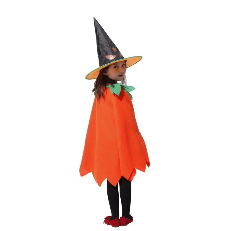 Kinderen Meisjes Pompoen Kostuum Heksenmantel met Hoed Halloween Carnaval Kerst COS Fancy Dress Fantasia Kinderen Cosplay Kleding