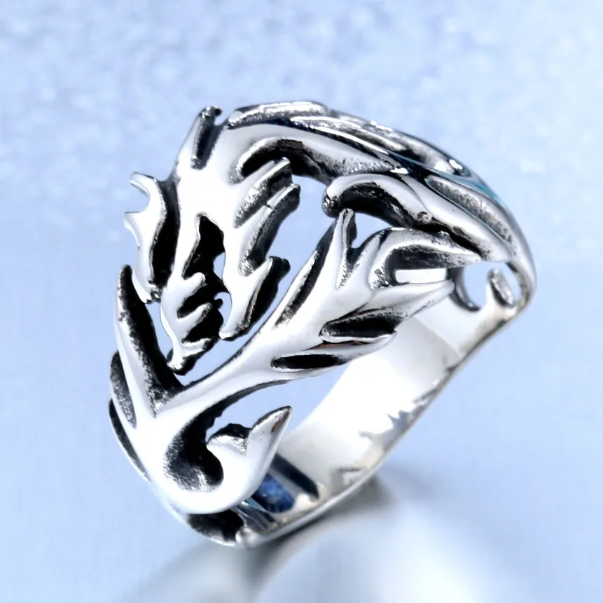 BEIER Fashion Jewelry Men\'s Cool Stainless Steel Gothic Wholes Dragon Body Ring For Man BR8-024