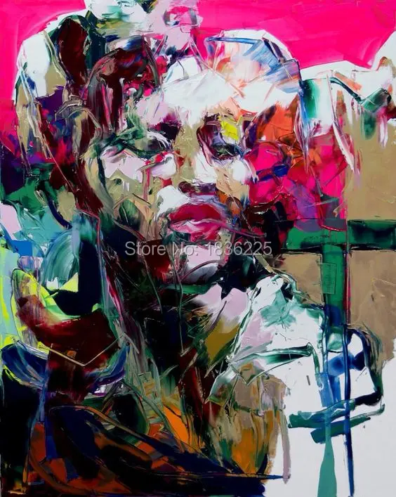 

hand painted modern painting colorful woman abstract oil painting on canvas colorful face girl fashion home decoration picture