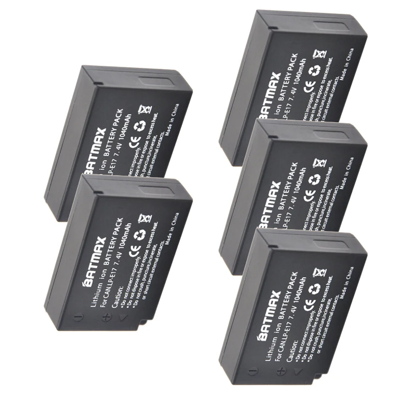 5-Pack LP-E17 LPE17 LP E17 Rechargeable Batteries(1040mAh) for Canon For EOS M3 M5 750D 760D T6i T6s 800D 8000D Kiss X8i