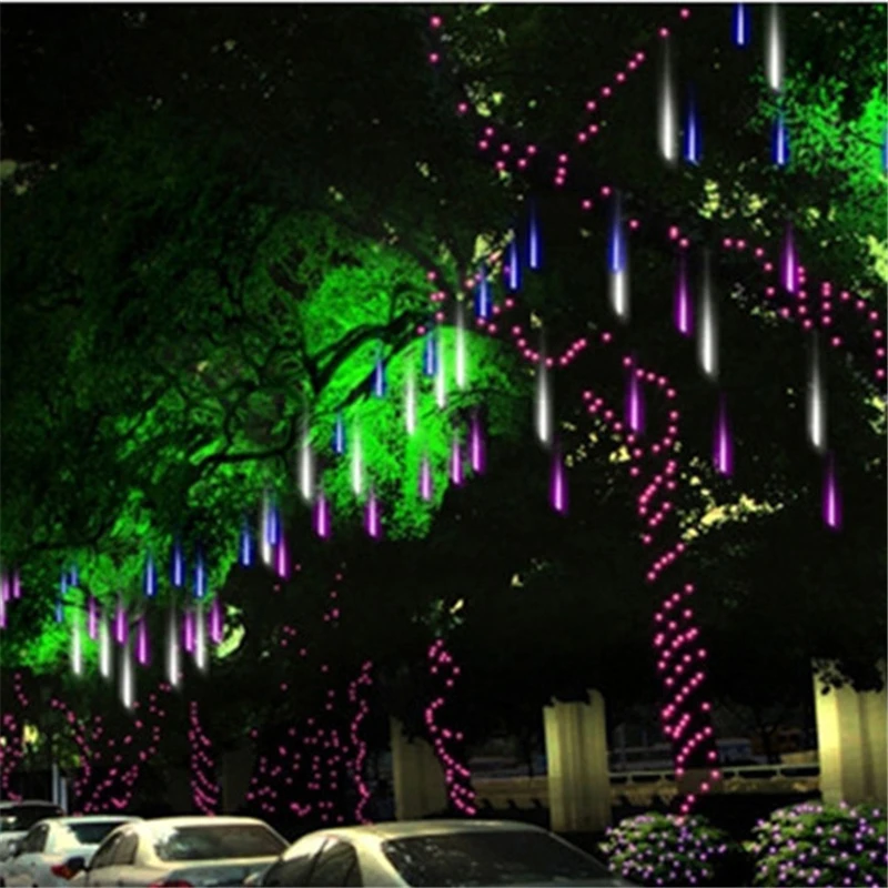 Tubos de lluvia para decoración de exteriores, lámparas Led impermeables para árbol, jardín, boda, fiesta, H-34, 50CM, 8 unids/set por juego