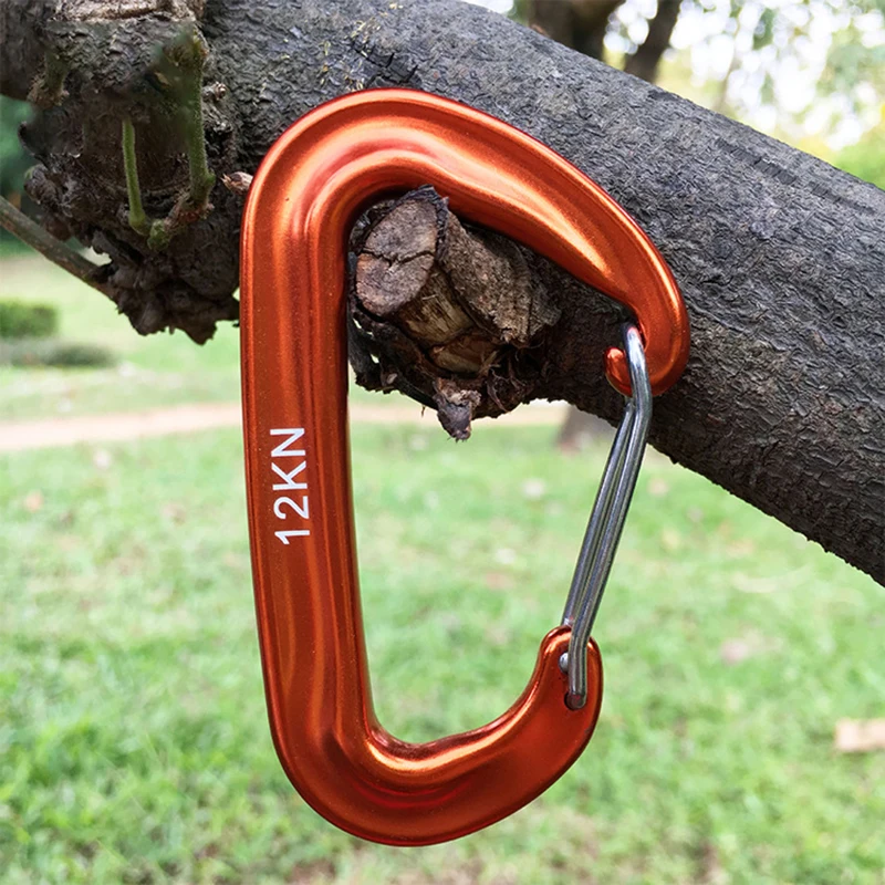 Professional Climbing Carabiner D Shape Mountaineering Buckle Hook 12KN Safety Lock Outdoor Climbing Equipment Accessory