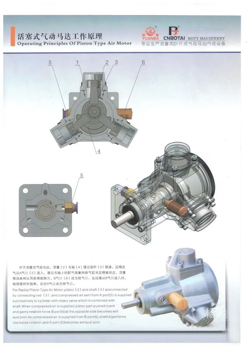 1Pc Radial Piston Pneumatic Air motor 900/1100/1400RPM 0.05/0.1/0.2/0.25HP 8/10/14mm Shaft