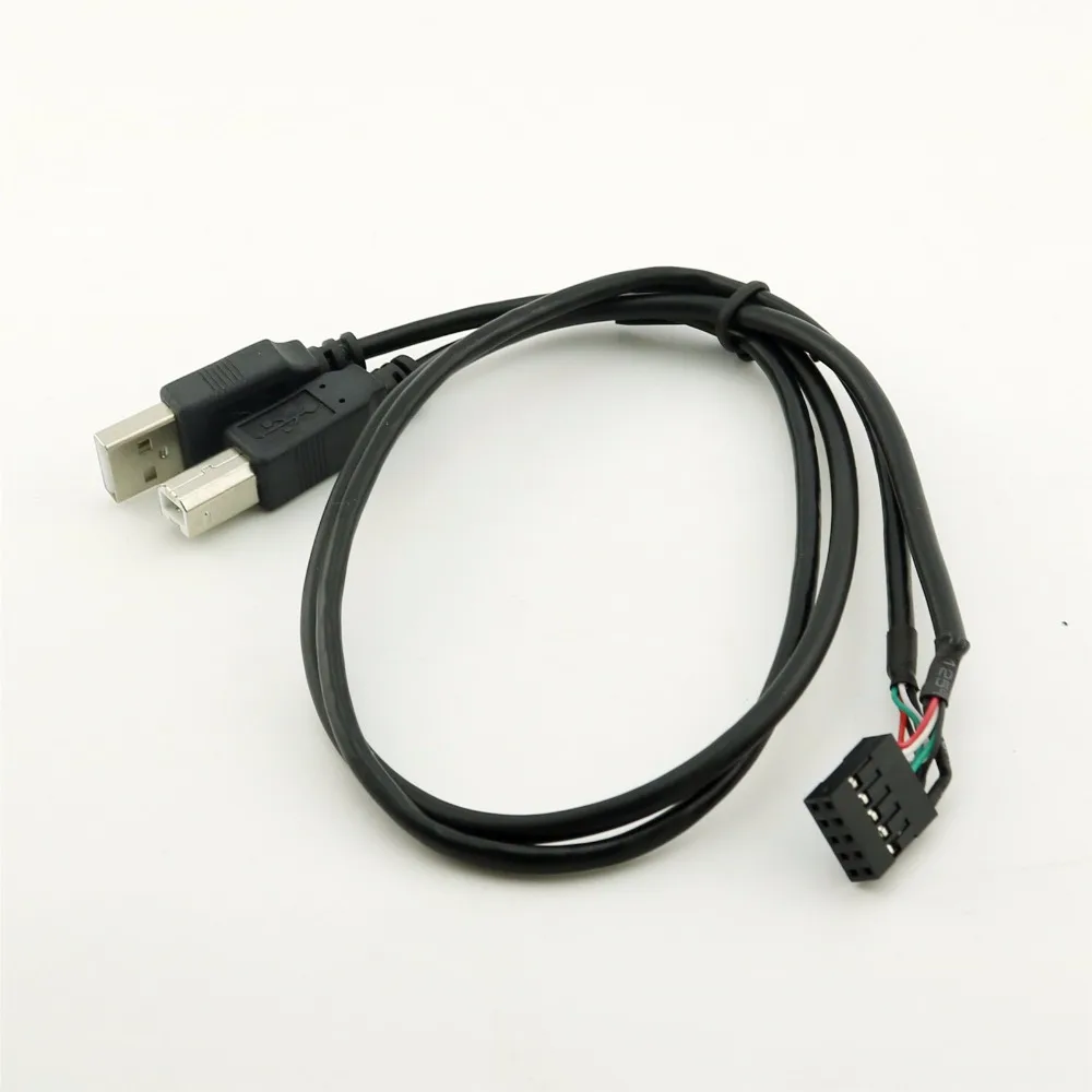 USB 2.0 B Male + USB 2.0 A Male Plug To Dupont 10 Pin 0.1