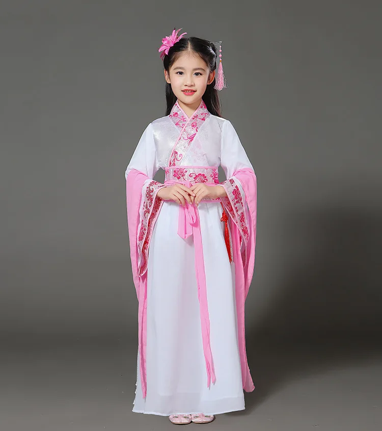 Classical  Girls dress National Costume Chinese Hanfu Ethnic Dance For Kids  Children's photography dress Ancient Costume dress