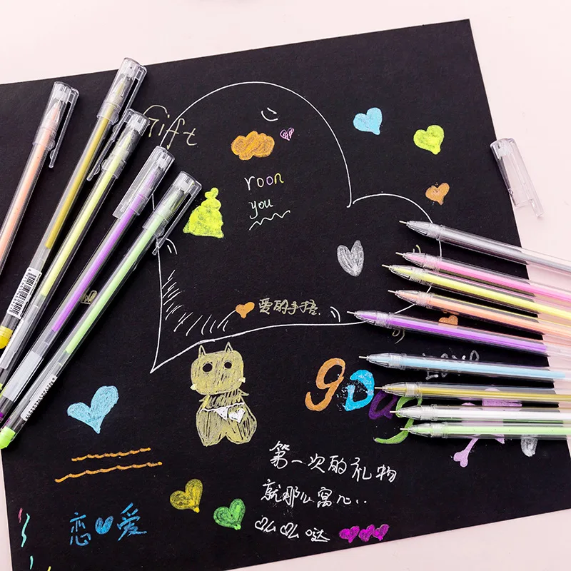 0.6mm White Ink Color Photo Album Gel Pen Stationery Office Learning Cute Scrapbooking Pen Unisex Pen Gift for Kids