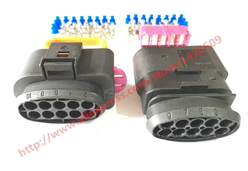 1 Set 10 Pin 1J0973835 1J0973735 Female Male 3.5 Auto Temp Sensor Plug Deflation Valve Plug Waterproof Connector For VW Truck