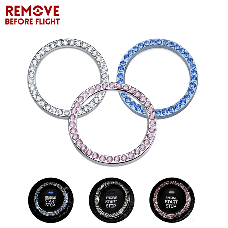 Bling Car Accessories For Auto Start Engine Ignition Button Key & Knobs Key & Button Stickers Ring Emblem Unique Gift For Women