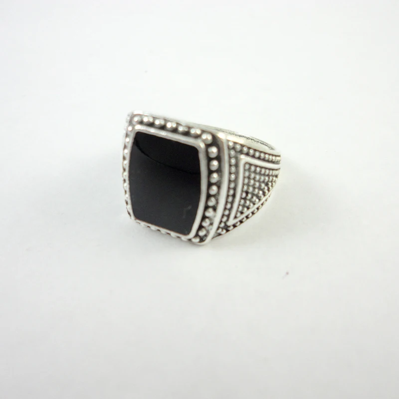 15Pcs Hot Sale Vintage Style Black Silver Plated Men Rings For Man Retro Wholesale Jewelry Bulks Lots LR347