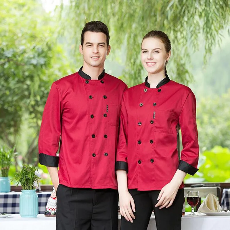 Ropa de Chef para hombre y mujer, peto de manga larga de talla grande para Hotel, Cocina, Restaurante, tienda de comida rápida, monos de cocinero para comedor, H2053