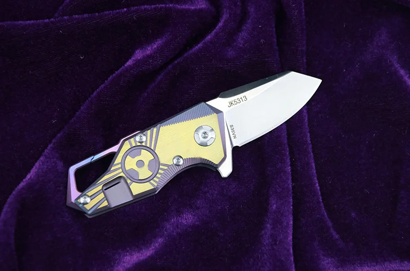 LEMIFSHE JK5313-cuchillo plegable con hoja de acero s35vn, mango de titanio para acampar al aire libre, caza, cocina, fruta, herramienta EDC