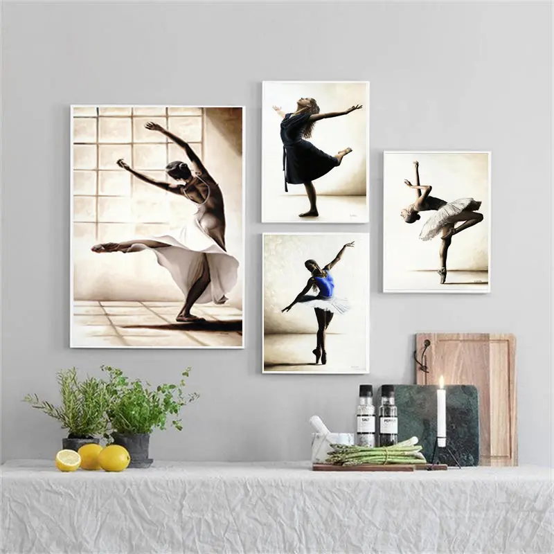 Ballet Dance Girl Picture Home Decor Nordic Canvas Art Painting Wall Art Print Drawing Posters Decor Pating for Girls Bedroom