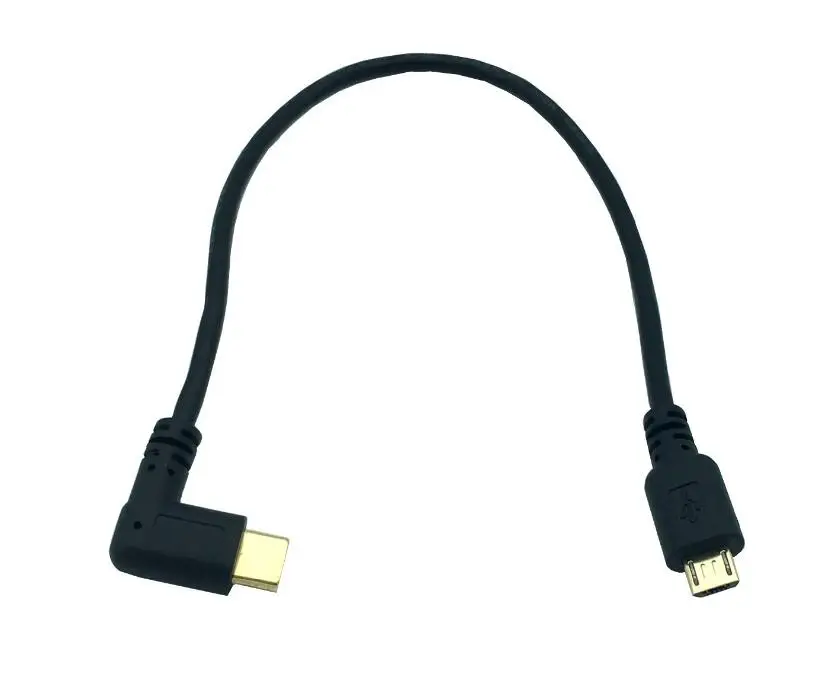 90 Degree Right Angled Type C To Micro USB B OTG Cable For DAC Portable Digital Audio Amplifier 30cm 1ft