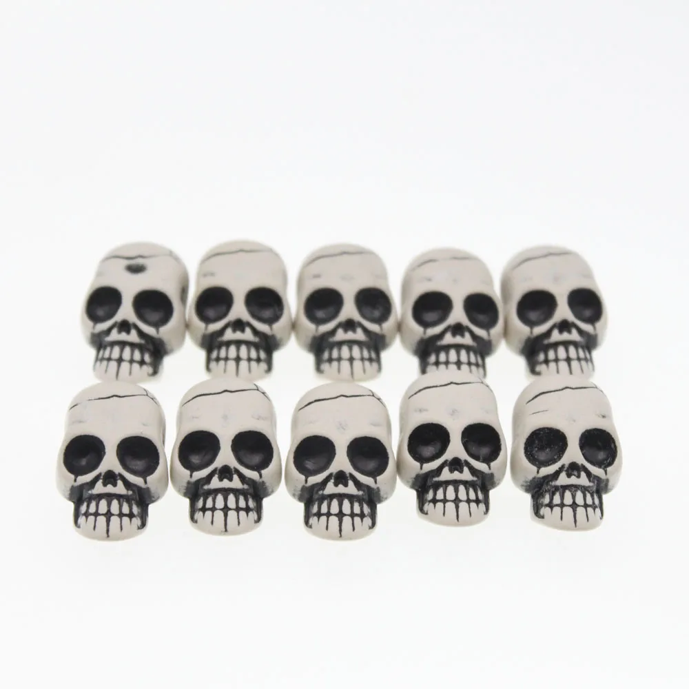 2018 New 25Pcs White Acrylic Halloween Gothic Skeleton Skull Beads 15X25mm For Jewelry Making