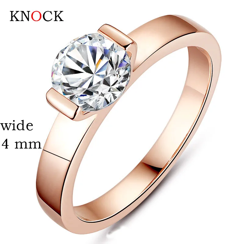 KNOCK High quality  Zircon Engagement Rings for women Rose gold color Wedding rings female  Crystals top quality Jewelry