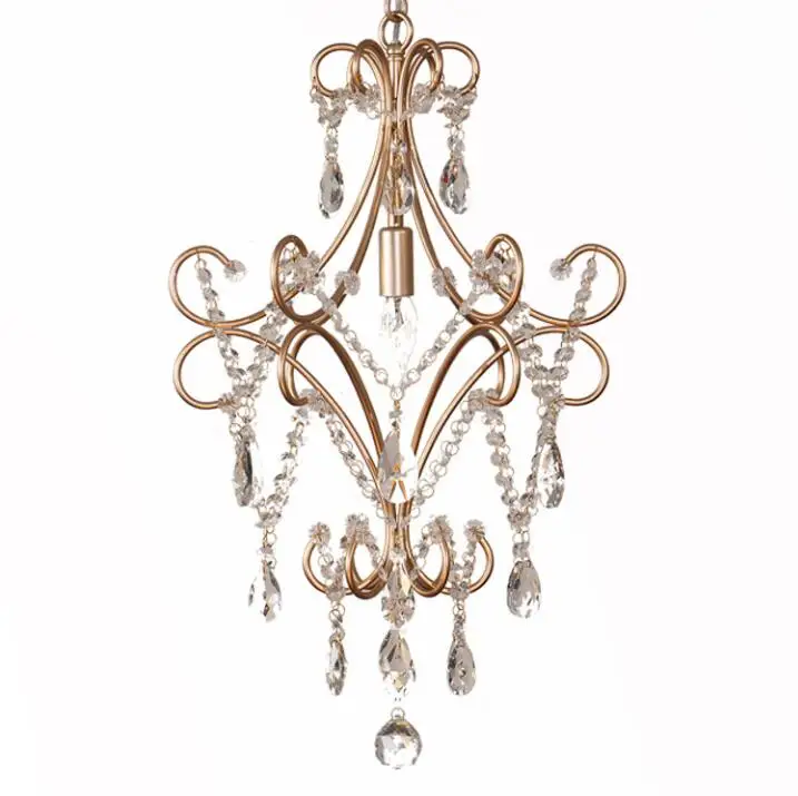 

Retro creative personality crystal chandelier single living room bedroom restaurant lamp aisle crystal chandeliers, E14.