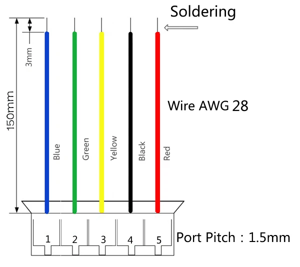 Mini. 5-Pin Micro 1.5mm T-1 Conector w/. Wire x 10 sets.5pin 1.5mm