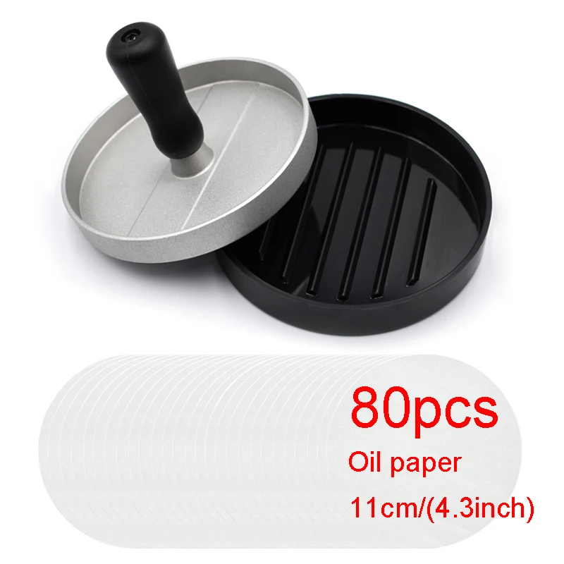 1Set Chef Cutlets 12cm Hamburger Press Aluminum Alloy ABS Round Hamburger Meat Beef Grill Burger Press Patty Maker Mold Tool