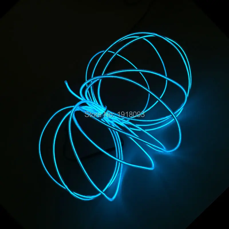 

Transparent blue 3Meter 2.3mm Flexible EL Wire With EL driver LED neon rope tube EL wire rope cable Party Dance Decor