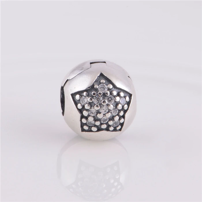 

You Are a Star Clip Beads Fits Pandora Bracelets Original 925 Sterling Silver Pave Clear CZ Star Charm Beads Vintage Jewelry