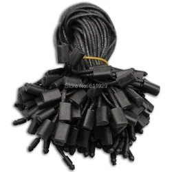 Il trasporto libero comercia nero abbigliamento appendere tag cavo della cera length18cm/indumento tag line/string fibbia/filo/fionda 500 pz un sacco