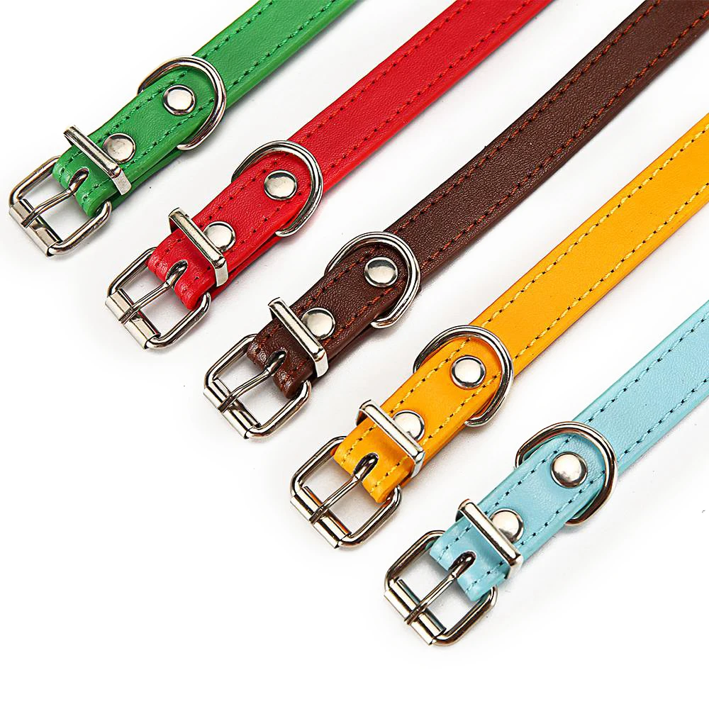 Leather Dog Collar for Small Large Dogs Puppy Leash Solid Adjustable Dogs Collars for Cat Necklace Pet Cat Dog Accessories