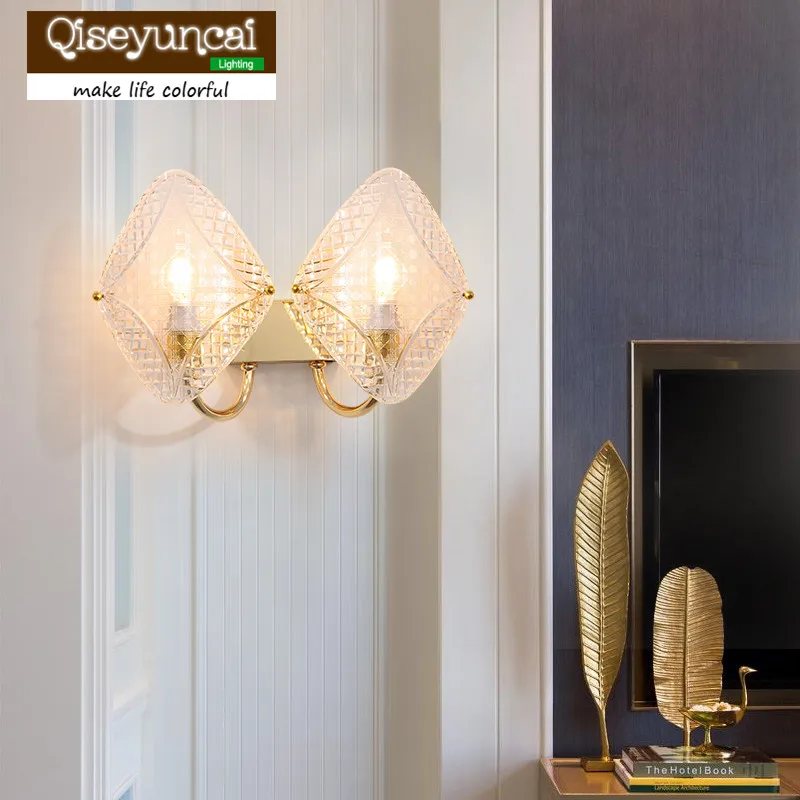 

Qiseyuncai Nordic postmodern living room background wall lamp light luxury aisle staircase creative bedroom bedside lighting
